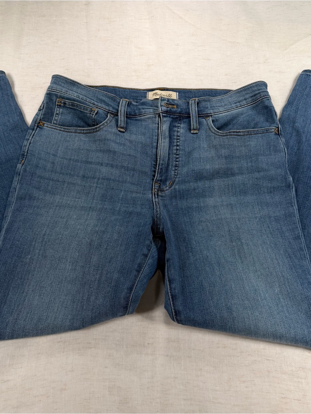Madewell Women’s Mid-Rise Skinny Blue Medium Wash Denim Jeans Logo